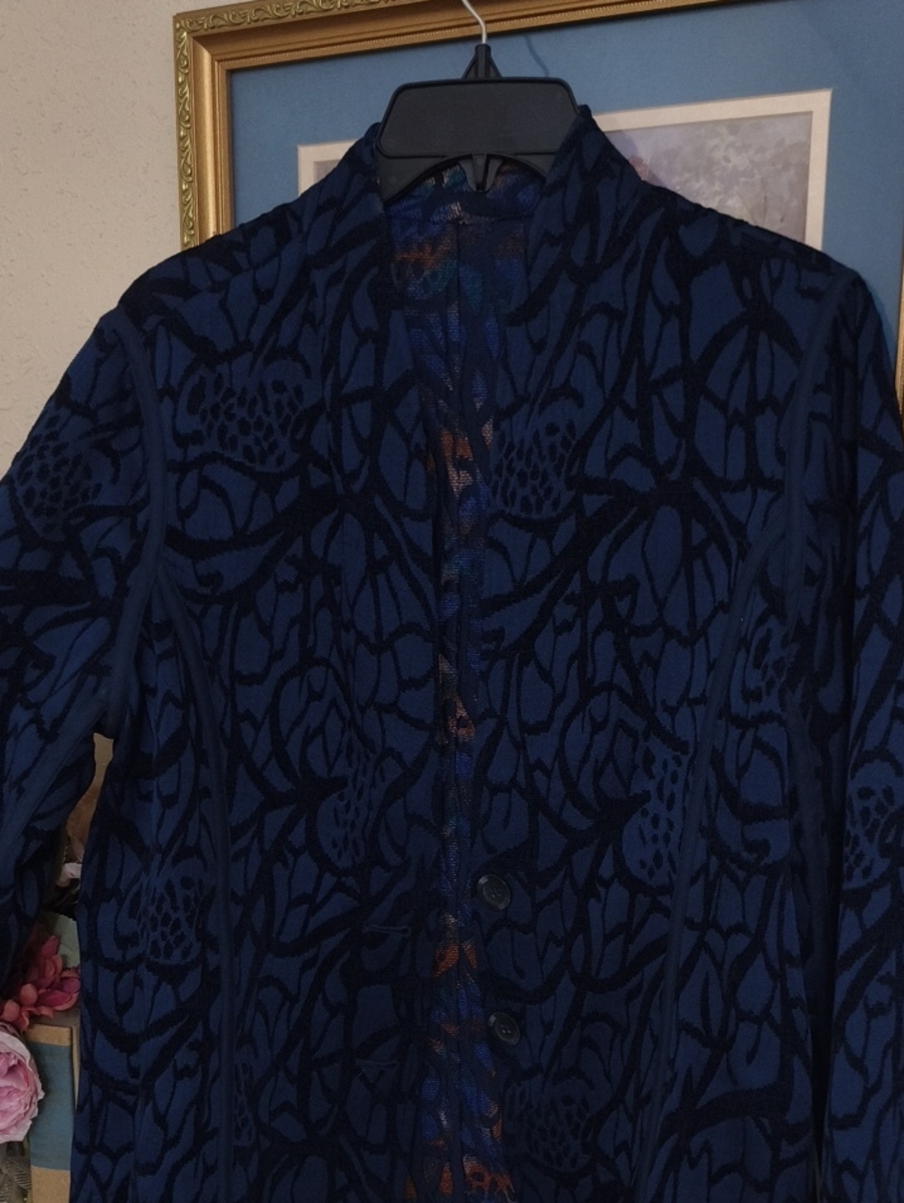 vintage reversible jacquard jacket rich abstract Office Y2k Large - Picture 9 of 10